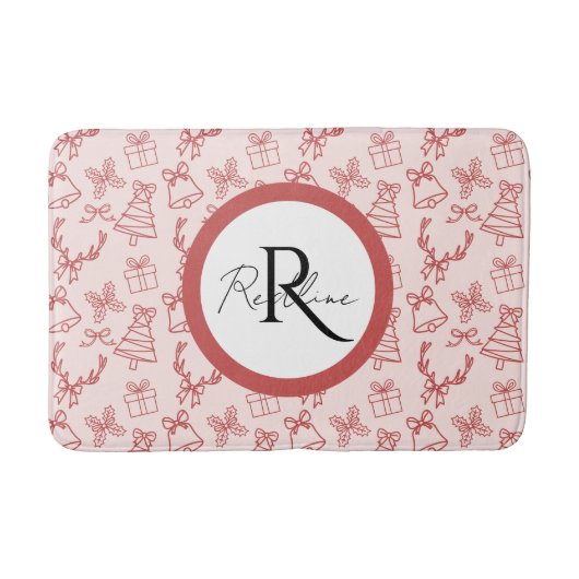 Grappig roze monogram badmat (Voorkant)