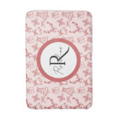 Grappig roze monogram badmat (Voorkant Verticaal)