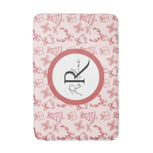 Grappig roze monogram badmat (Voorkant Verticaal)