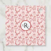 Grappig roze monogram bedankjes labels (Achterkant)