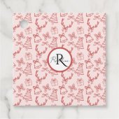 Grappig roze monogram bedankjes labels (Voorkant)