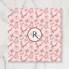 Grappig roze monogram bedankjes labels