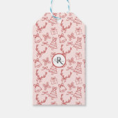 Grappig roze monogram cadeaulabel (Voorkant)