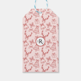Grappig roze monogram cadeaulabel