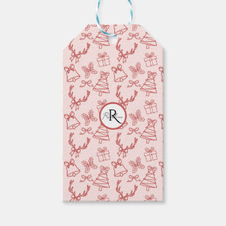 Grappig roze monogram cadeaulabel