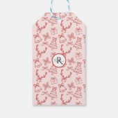 Grappig roze monogram cadeaulabel (Achterkant)