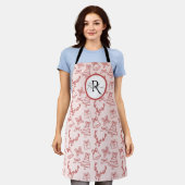Grappig roze monogram schort (Gedragen)