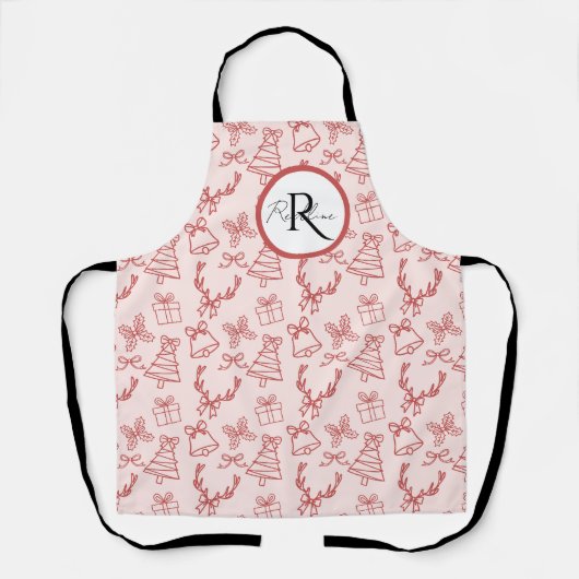 Grappig roze monogram schort (Voorkant)