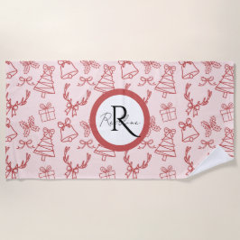 Grappig roze monogram strandlaken