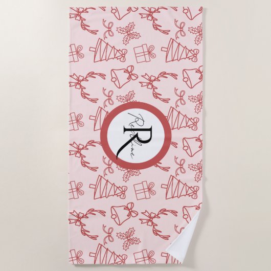 Grappig roze monogram strandlaken (Voorkant)