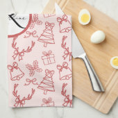 Grappig roze monogram theedoek (Quarter Fold)