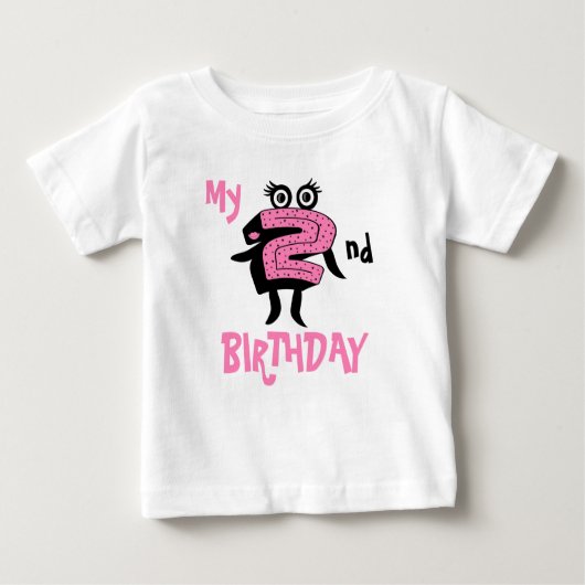 Grappig roze nummer twee baby bodysuit (Voorkant)