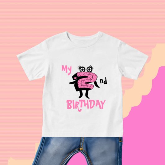 Grappig roze nummer twee baby bodysuit