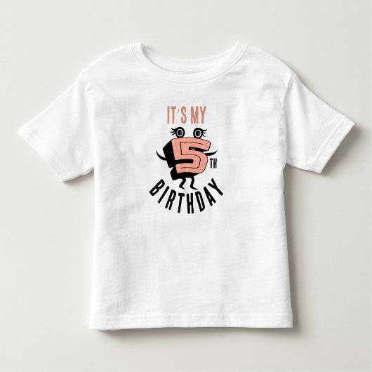 Grappig roze nummer vijf kinder shirts (Voorkant)