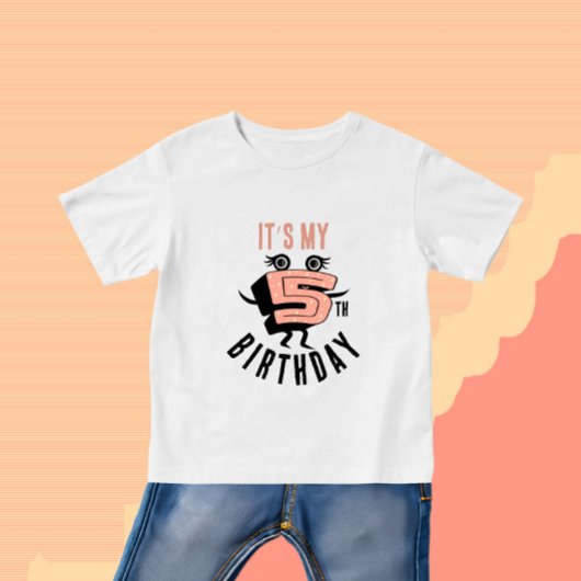 Grappig roze nummer vijf kinder shirts