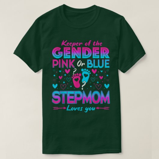 Grappig roze of blauw Stepmam houdt van je sekse T-shirt (Design voorkant)