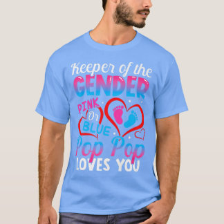 Grappig roze of blauwe Pop Pop houdt van je geslac T-shirt