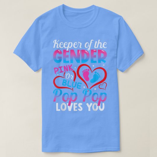 Grappig roze of blauwe Pop Pop houdt van je geslac T-shirt (Design voorkant)