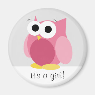 Grappig Roze Owl - Het is een meisje! -Magneet Magneet