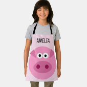 Grappig roze piggy cartoon op maat klein kind scho schort (Insitu)