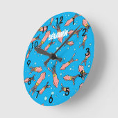 Grappig roze pijlinktvis cartoon patroon ronde klok (Hoek)