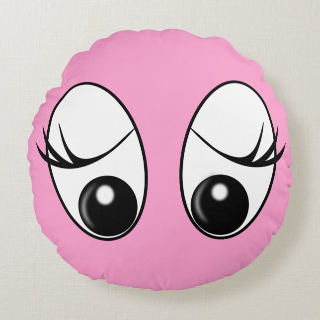Grappig Roze Ronde Kussen Verrast Ogen Uw Kleuren (Voorkant)