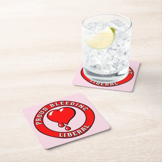 Grappig Roze Rood Bloedend Hart Liberale Pop Art Kartonnen Onderzetters (Insitu)