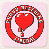 Grappig Roze Rood Bloedend Hart Liberale Pop Art Kartonnen Onderzetters (Voorkant)