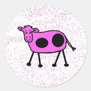 Grappig roze Schattige Cartoon Koe Dotty Ronde Sticker