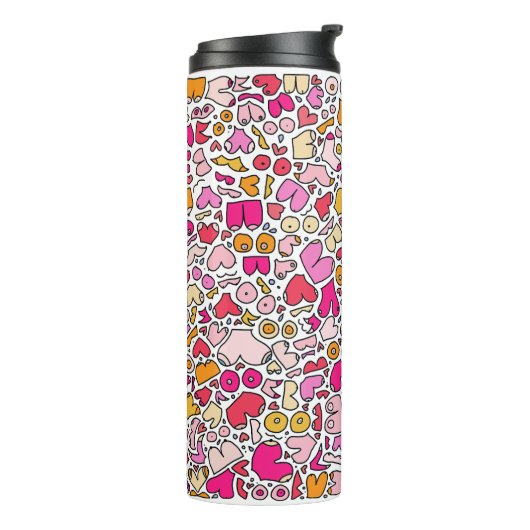 grappig roze thermosbeker (Gedraaid links)