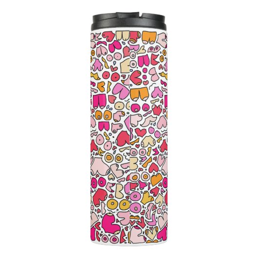 grappig roze thermosbeker (Achterkant)