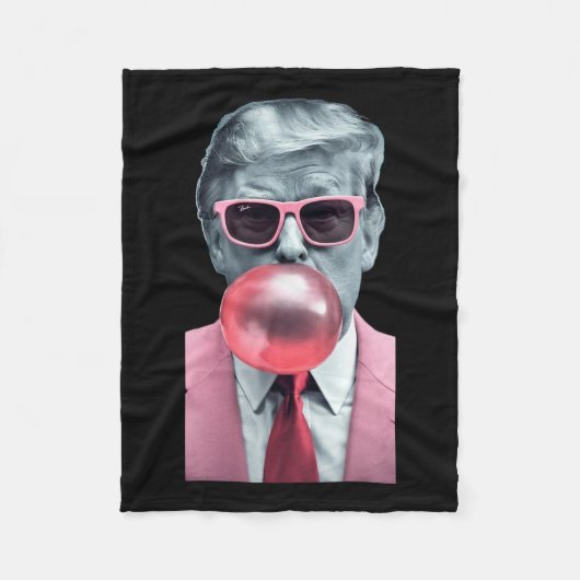 Grappig Roze Trump Bubble Gum Yum T-shirt Fleece Deken (Voorkant)