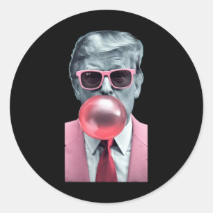 Grappig Roze Trump Bubble Gum Yum T-shirt Ronde Sticker