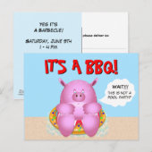 Grappig roze varken | Barbecuefeest Uitnodiging Briefkaart (Voorkant / Achterkant)