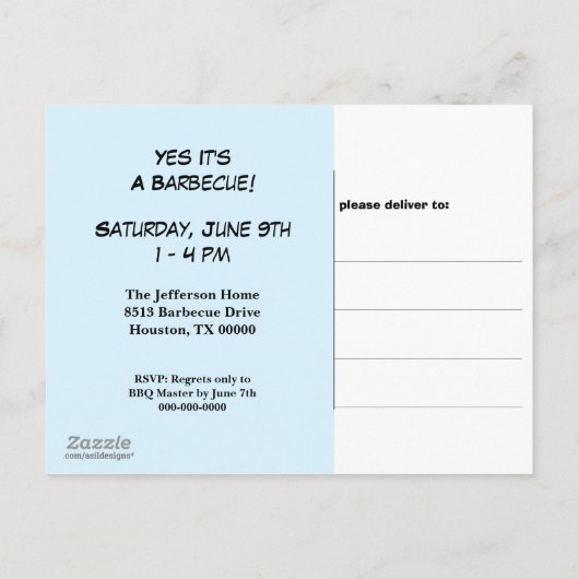 Grappig roze varken | Barbecuefeest Uitnodiging Briefkaart (Achterkant)