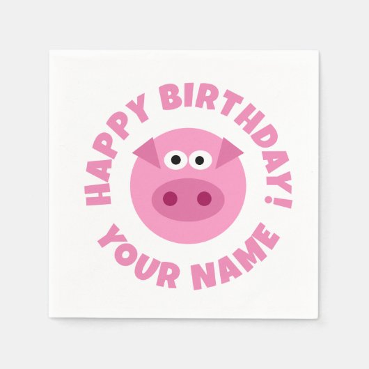 Grappig roze varken cartoon papieren servetten voo (Voorkant)