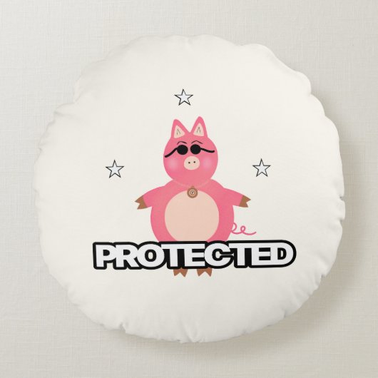 Grappig roze varken rond kussen (Voorkant)