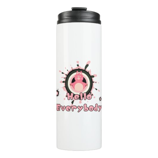 Grappig roze varken thermosbeker (Voorkant)
