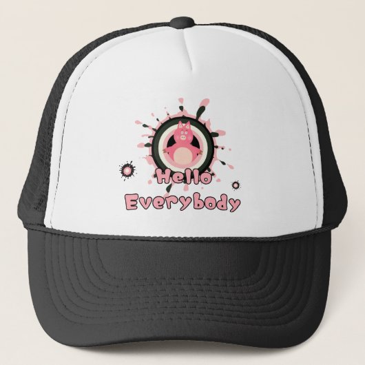 Grappig roze varken trucker pet (Voorkant)