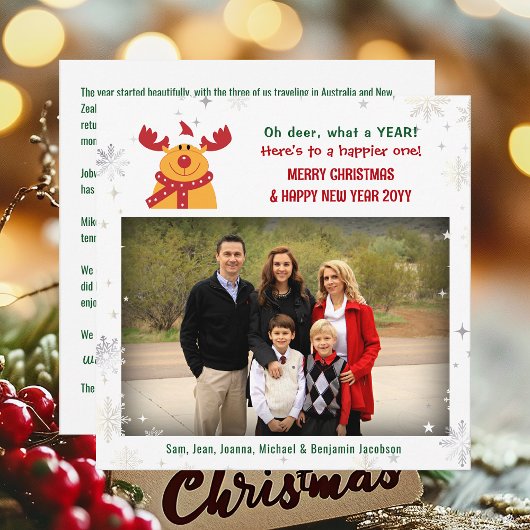Grappig Rudolph Oh Deer Elegant Minimalist 1 foto Feestdagenkaart