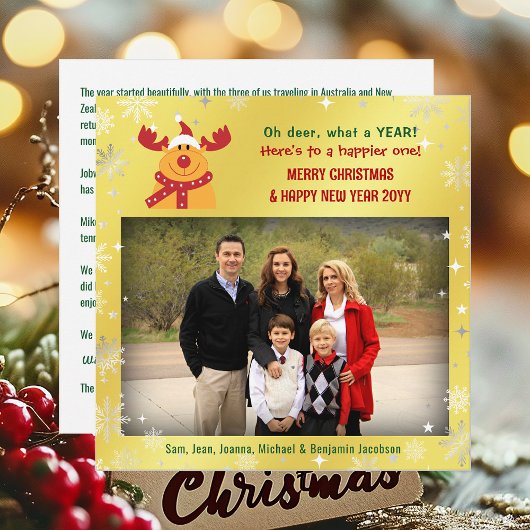 Grappig Rudolph Oh Deer Elegant Minimalist 1 foto Feestdagenkaart