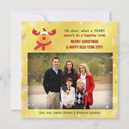 Grappig Rudolph Oh Deer Elegant Minimalist 1 foto Feestdagenkaart (Voorkant)