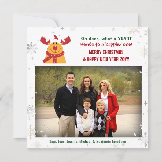 Grappig Rudolph Oh Deer Elegant Minimalist 1 foto Feestdagenkaart (Voorkant)