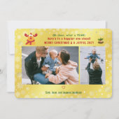 Grappig Rudolph Oh Deer Merry Xmas 2 foto's Golden Feestdagenkaart (Voorkant)