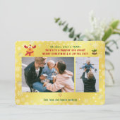 Grappig Rudolph Oh Deer Merry Xmas 2 foto's Golden Feestdagenkaart (Staand voorkant)