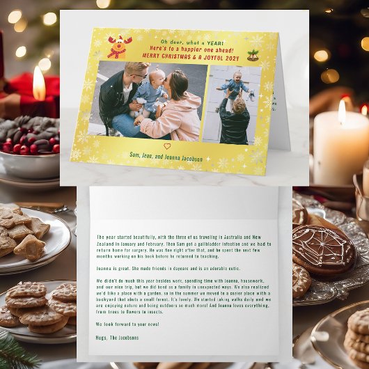 Grappig Rudolph Oh Deer Merry Xmas 2 foto's Golden Kaart