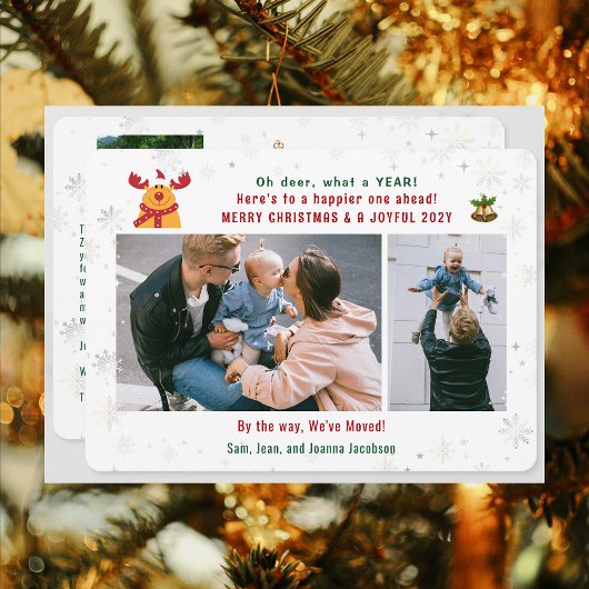 Grappig Rudolph Oh Deer We hebben 3 foto's collage Feestdagenkaart