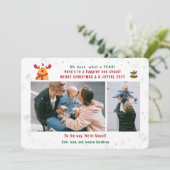 Grappig Rudolph Oh Deer We hebben 3 foto's collage Feestdagenkaart (Staand voorkant)