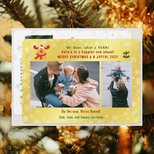 Grappig Rudolph Oh Deer We hebben 3 foto's Golden  Feestdagenkaart