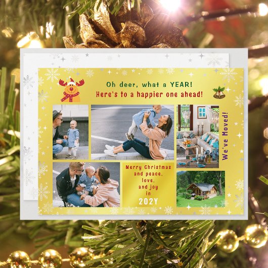 Grappig Rudolph Oh Deer We hebben 5 foto's Golden  Feestdagenkaart